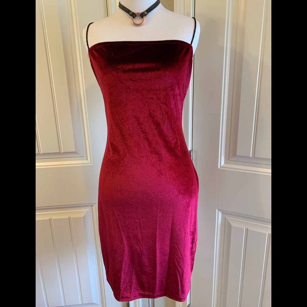 Shein xl crushed velvet lingerie dress criss cross back